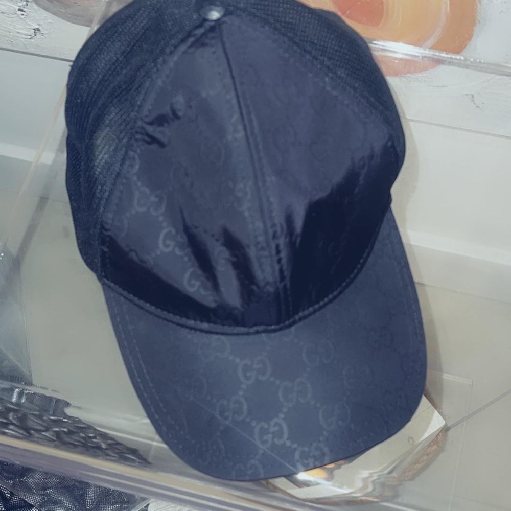 Gucci Authentic GG Guccissima Nylon Baseball Cap (Black) L